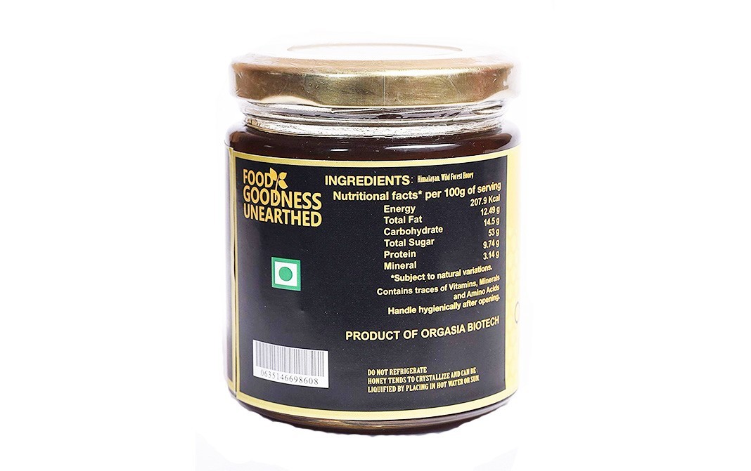Orgasia Organic Honey, Wild Forest   Glass Jar  225 grams